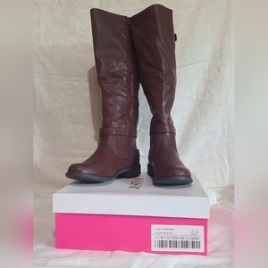 Just Fab Tall Boots, Geraldeen Burgandy, Size 6.5, Zipper, NIB